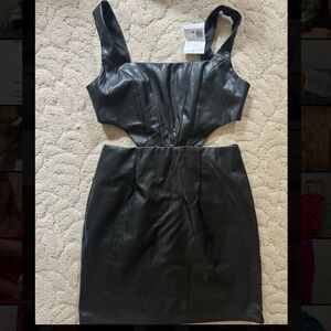 NWT black leather dress